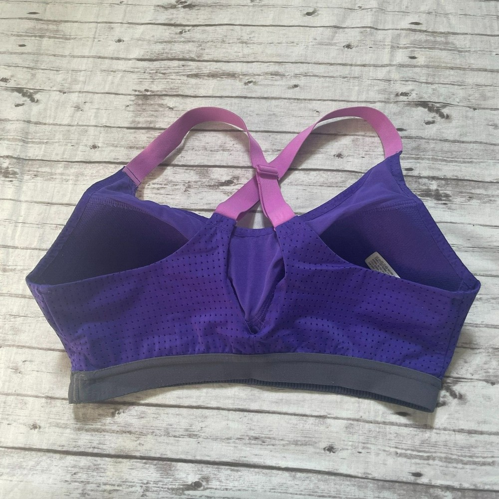 Victoria Secret  VSX Purple Cross Back Lightweight Sports Bra Sz 32D Wireless - Picture 4 of 6